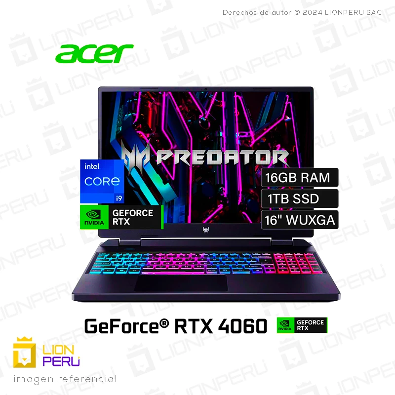 Acer Predator Helios NEO 16, Corei9, 16GB, 1TB SSD, 16